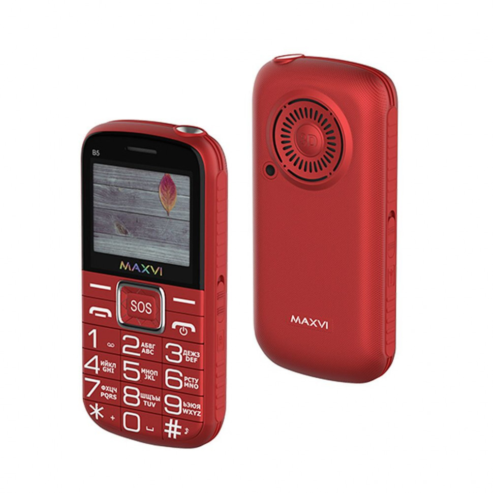 Мобильный телефон Maxvi B5 Red, бабушкофон, 2